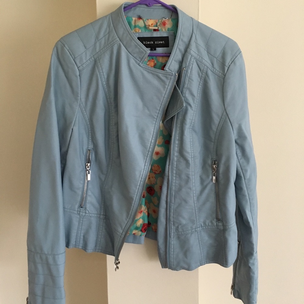 Blue faux leather jacket